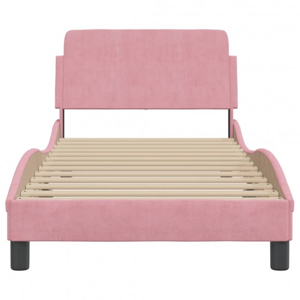 Cadre de lit avec tête de lit Rose 80x200 cm Velours