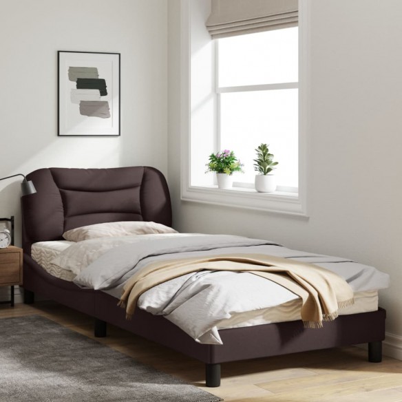 Cadre de lit avec tête de lit Marron foncé 80x200 cm Tissu