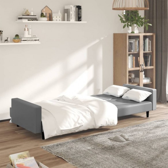 Canapé-lit 2 places gris similicuir