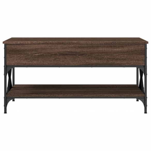 Table basse chêne marron 100x50x50cm bois d'ingénierie et métal