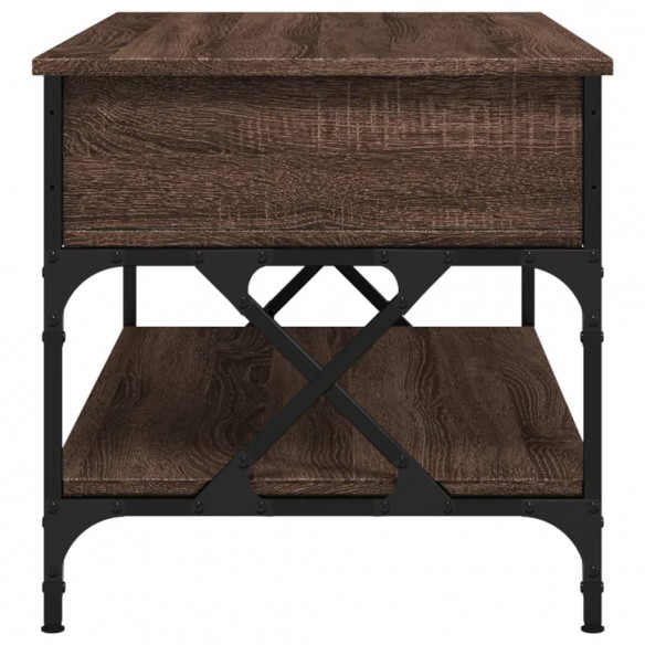 Table basse chêne marron 100x50x50cm bois d'ingénierie et métal