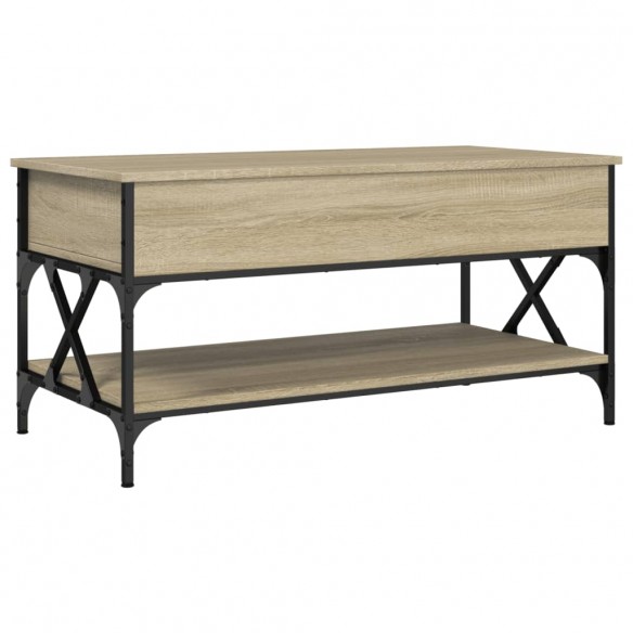 Table basse chêne sonoma 100x50x50cm bois d'ingénierie et métal