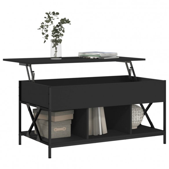 Table basse noir 100x55x50 cm bois d'ingénierie et métal