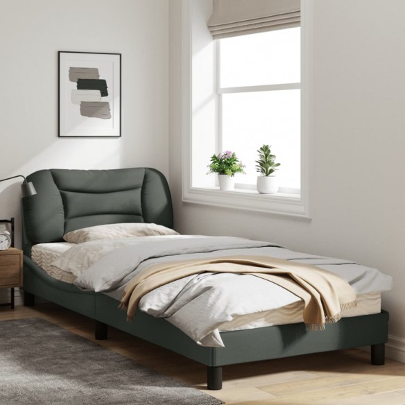 Cadre de lit avec tête de lit Gris foncé 90x190 cm Tissu