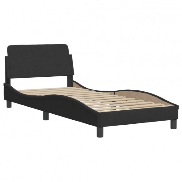 Cadre de lit avec tête de lit Noir 90x190 cm Velours