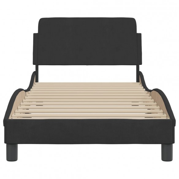 Cadre de lit avec tête de lit Noir 90x190 cm Velours