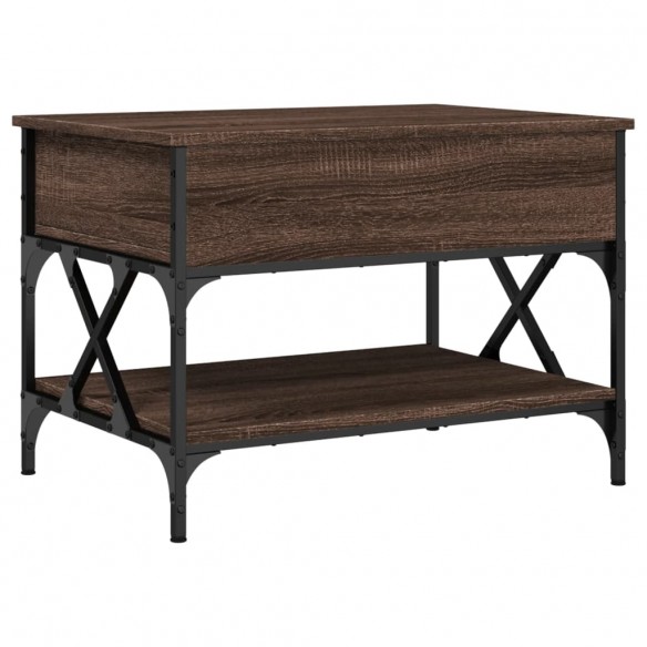 Table basse chêne marron 70x50x50 cm bois d'ingénierie et métal