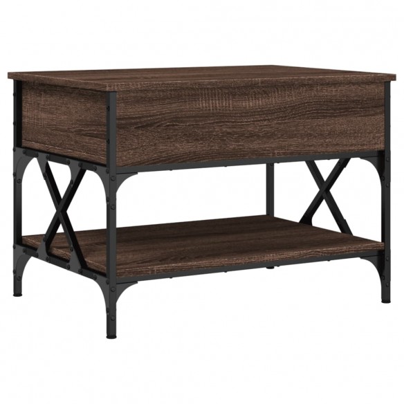 Table basse chêne marron 70x50x50 cm bois d'ingénierie et métal