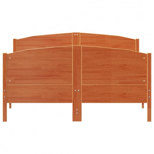 Cadre de lit avec tête de lit cire marron 140x190cm bois de pin