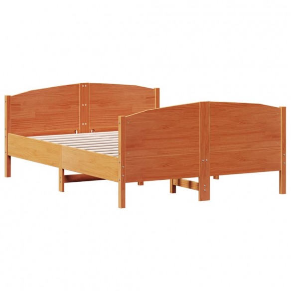 Cadre de lit avec tête de lit cire marron 140x190cm bois de pin