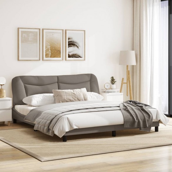 Cadre de lit avec tête de lit Taupe 180x200 cm Tissu