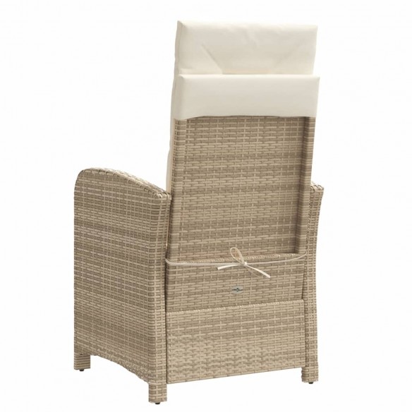 Chaises inclinables de jardin lot de 2 et coussins beige rotin