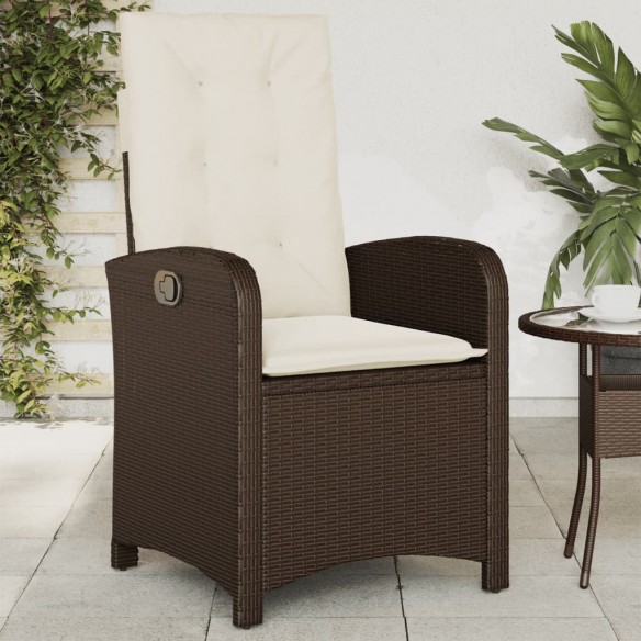 Chaises inclinables de jardin lot de 2 et coussins marron rotin