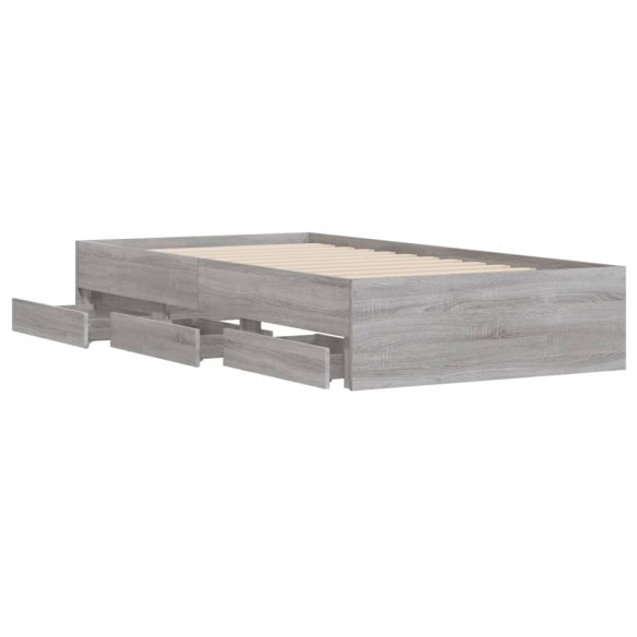 Cadre de lit et tiroirs sonoma gris 90x190 cm bois d'ingénierie