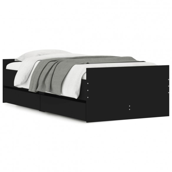 Cadre de lit avec tiroirs noir 75x190 cm