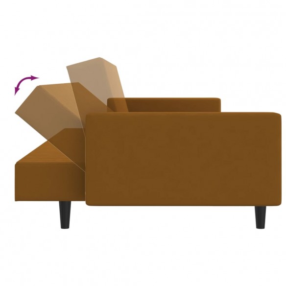 Canapé-lit à 2 places marron velours