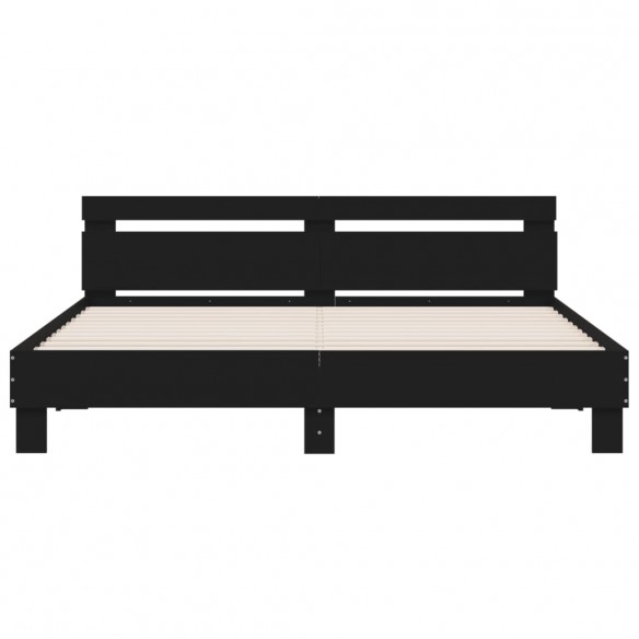 Cadre de lit avec tête de lit noir 180x200 cm bois d'ingénierie