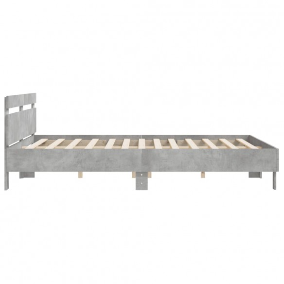 Cadre de lit avec tête de lit gris béton 180x200 cm