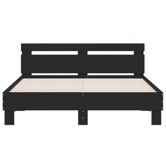 Cadre de lit avec tête de lit noir 140x200 cm bois d'ingénierie