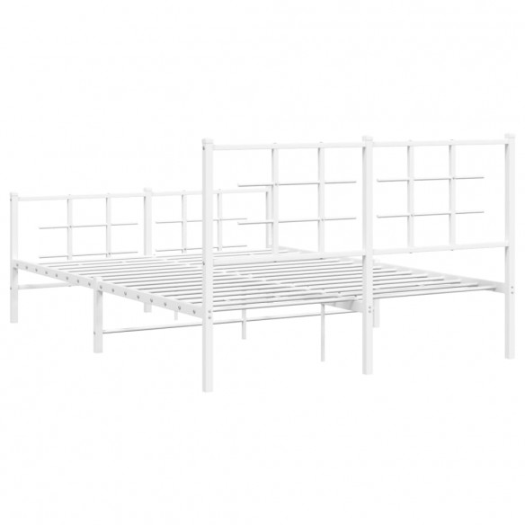 Cadre de lit métal avec tête de lit/pied de lit blanc 140x200cm
