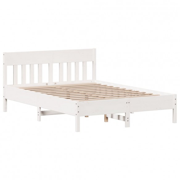 Cadre de lit et tête de lit blanc 140x190 cm bois de pin massif