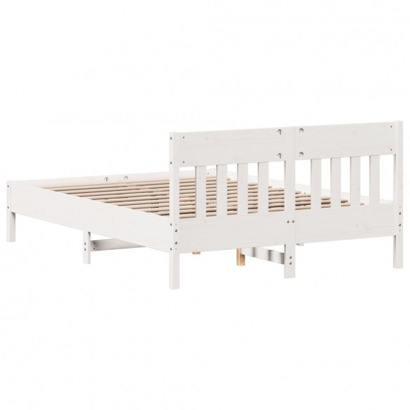 Cadre de lit et tête de lit blanc 140x190 cm bois de pin massif