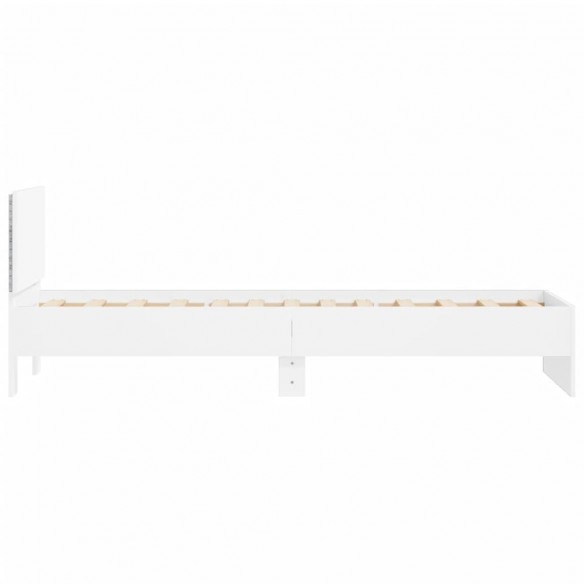 Cadre de lit avec tête de lit et lumières LED blanc 75x190 cm