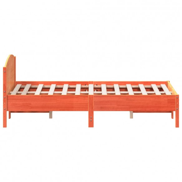 Cadre de lit et tête de lit cire marron 135x190 cm bois de pin