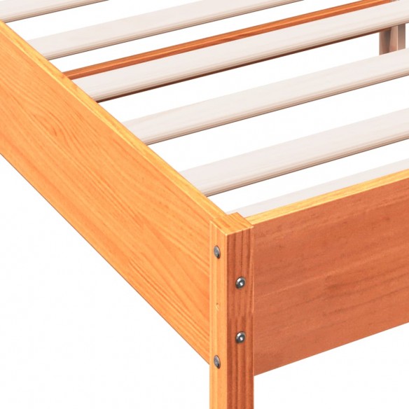 Cadre de lit et tête de lit cire marron 135x190 cm bois de pin