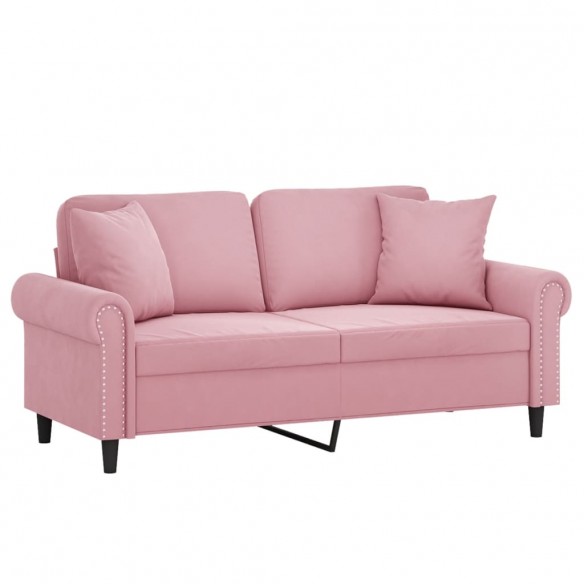 Canapé 2 places avec oreillers décoratifs rose 140 cm velours