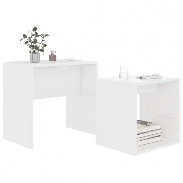 Ensemble de tables basses Blanc brillant 48x30x45 cm Aggloméré