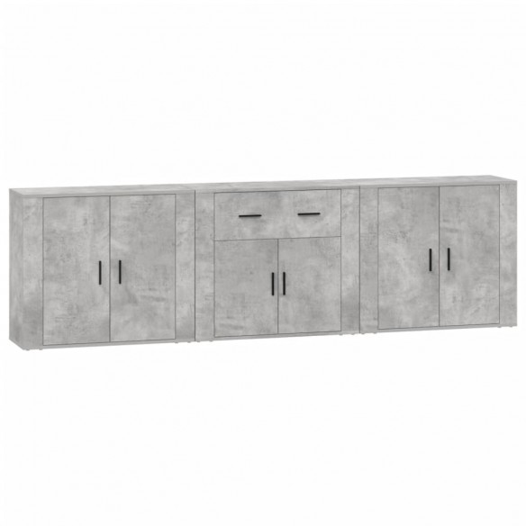 Buffets 3 pcs gris béton bois d'ingénierie