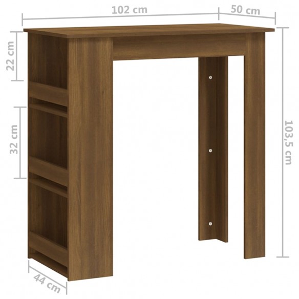 Table de bar et rangement chêne marron 102x50x103,5cm Aggloméré