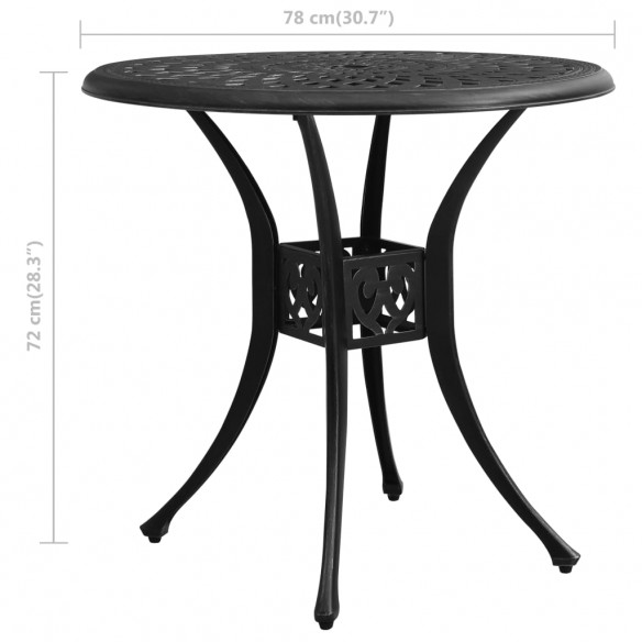 Table de jardin Noir 78x78x72 cm Aluminium coulé