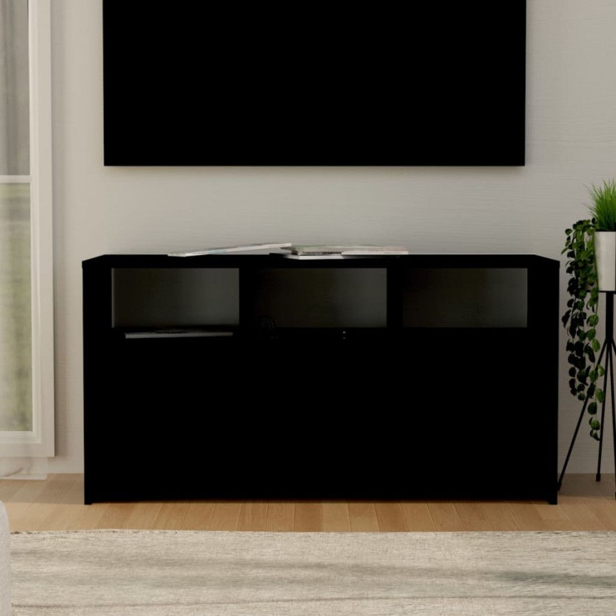Meuble TV Noir 102x37,5x52,5 cm Aggloméré