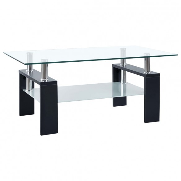 Table basse Noir et transparent 95x55x40 cm Verre trempé