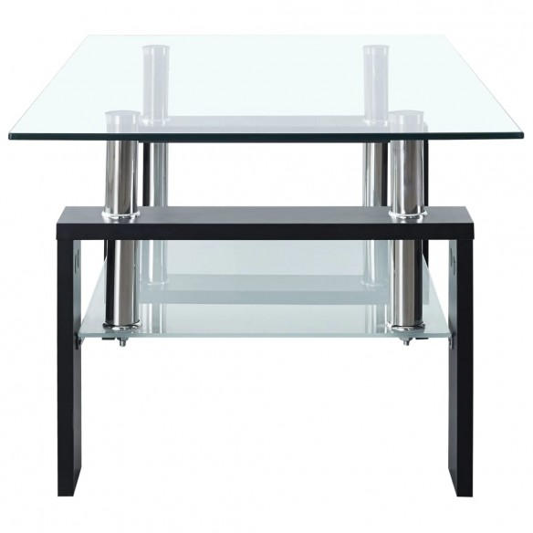 Table basse Noir et transparent 95x55x40 cm Verre trempé