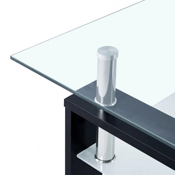 Table basse Noir et transparent 95x55x40 cm Verre trempé