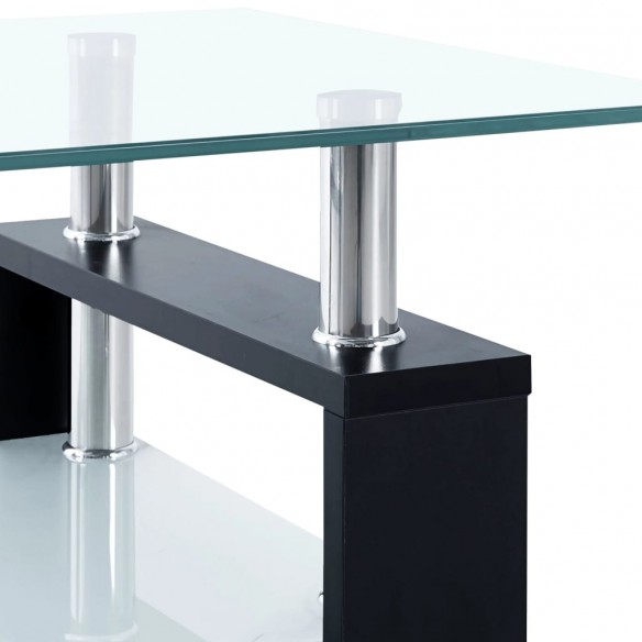 Table basse Noir et transparent 95x55x40 cm Verre trempé