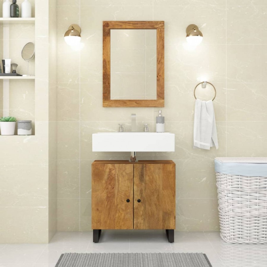 Ensemble de meubles salle de bain 2 pcs bois de manguier massif