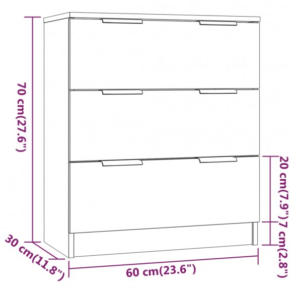 Buffets 3 pcs Sonoma gris Bois d'ingénierie