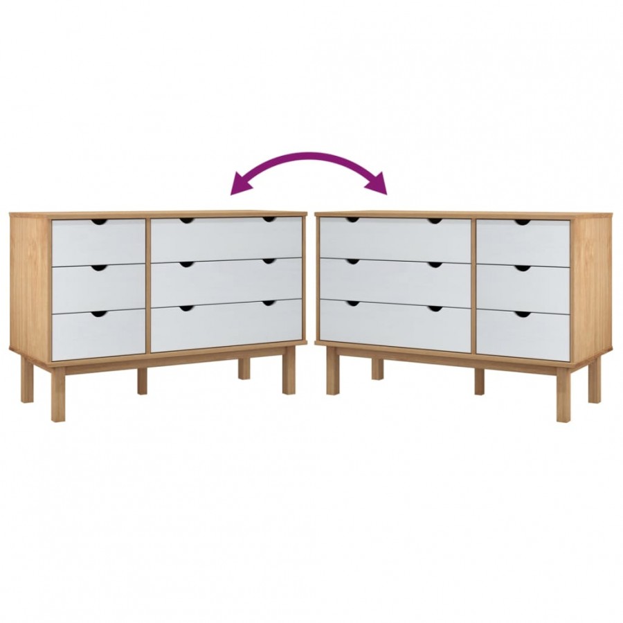 Commode OTTA marron et blanc 111x43x73,5 cm bois de pin massif Commode OTTA marron et blanc 111x43x73,5 cm bois de pin massif