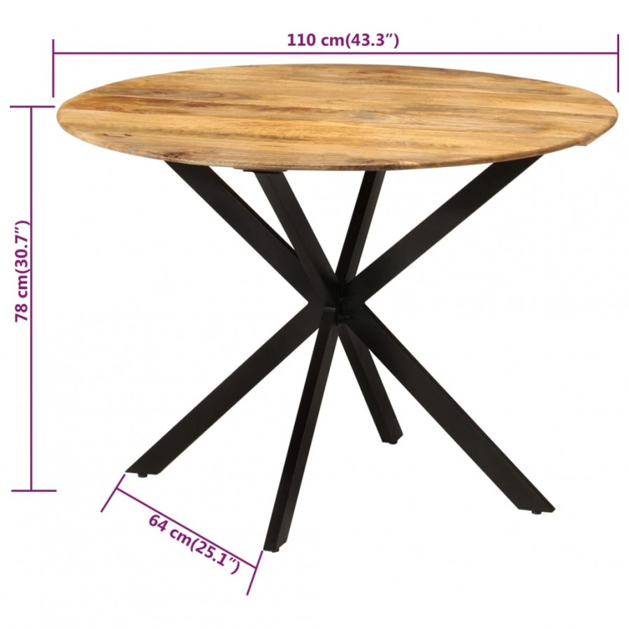 Table à dîner Ø110x78 cm Bois de manguier massif et acier Table à dîner Ø110x78 cm Bois de manguier massif et acier