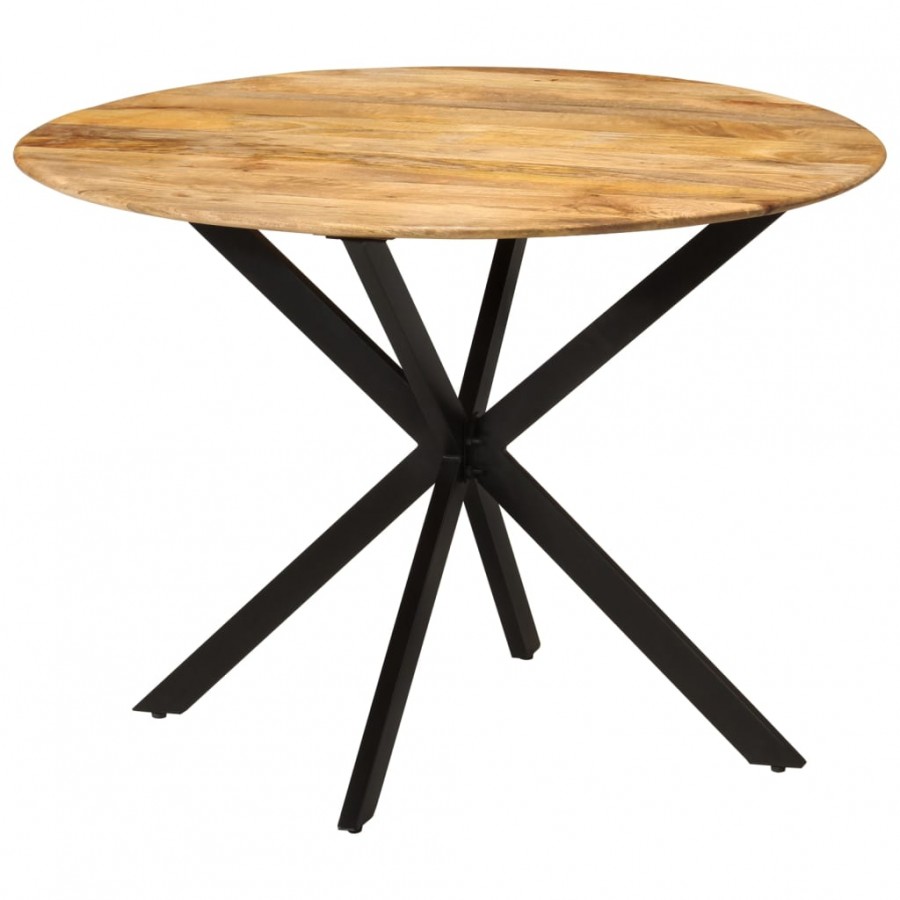 Table à dîner Ø110x78 cm Bois de manguier massif et acier Table à dîner Ø110x78 cm Bois de manguier massif et acier