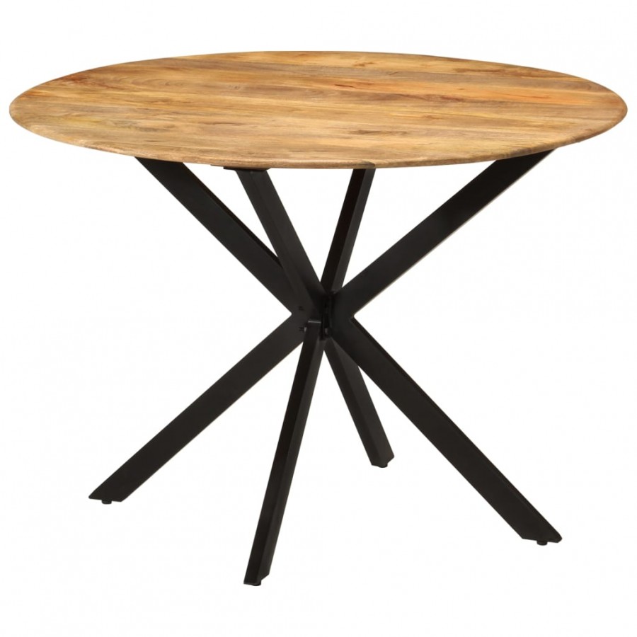 Table à dîner Ø110x78 cm Bois de manguier massif et acier Table à dîner Ø110x78 cm Bois de manguier massif et acier