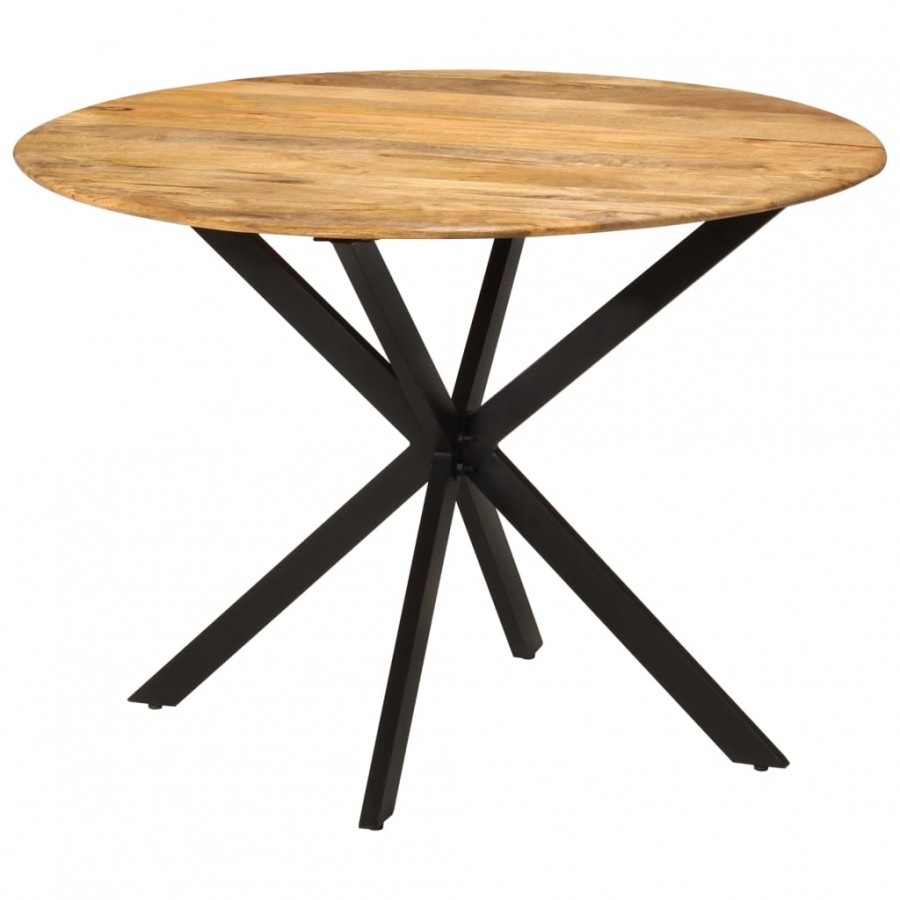 Table à dîner Ø110x78 cm Bois de manguier massif et acier Table à dîner Ø110x78 cm Bois de manguier massif et acier