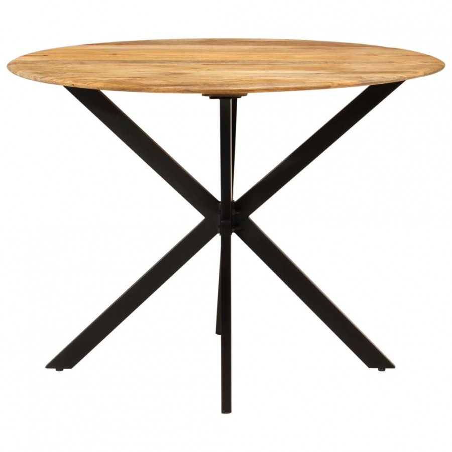 Table à dîner Ø110x78 cm Bois de manguier massif et acier Table à dîner Ø110x78 cm Bois de manguier massif et acier