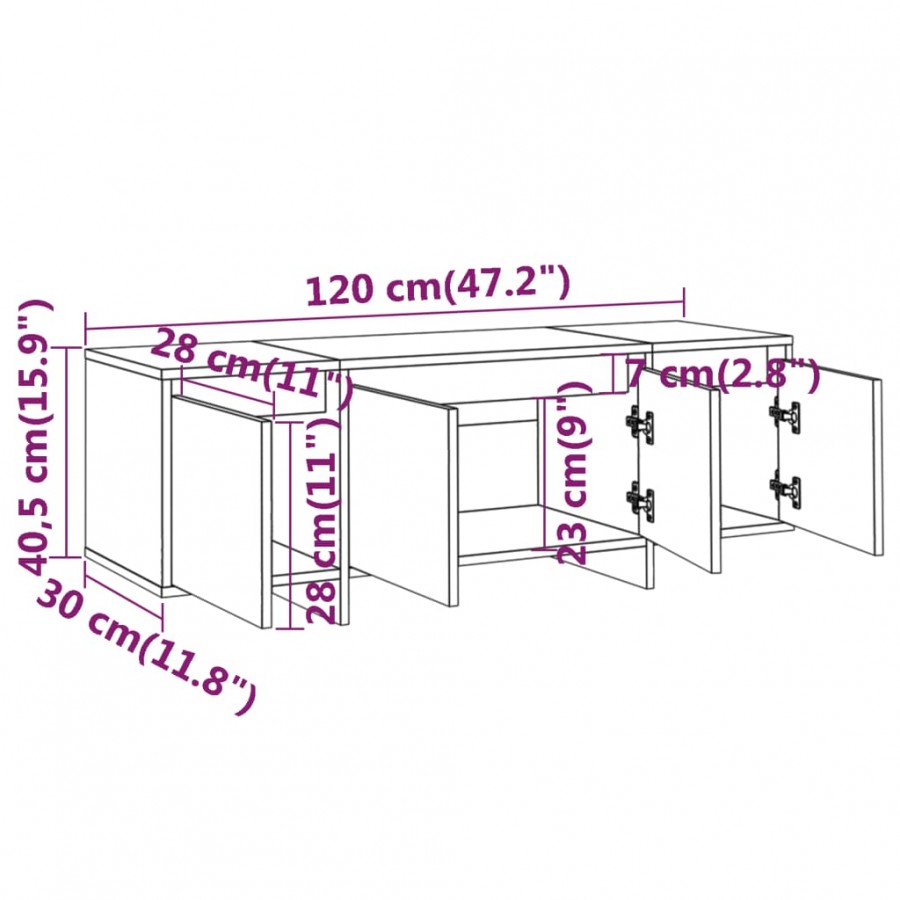 Meuble TV Chêne sonoma 120x30x40,5 cm Aggloméré Meuble TV Chêne sonoma 120x30x40,5 cm Aggloméré