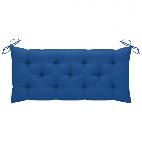 Banc Batavia avec coussin bleu 120 cm Bois de teck massif