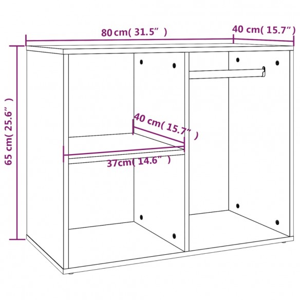 Armoire de dressing noir 80x40x65 cm bois d'ingénierie